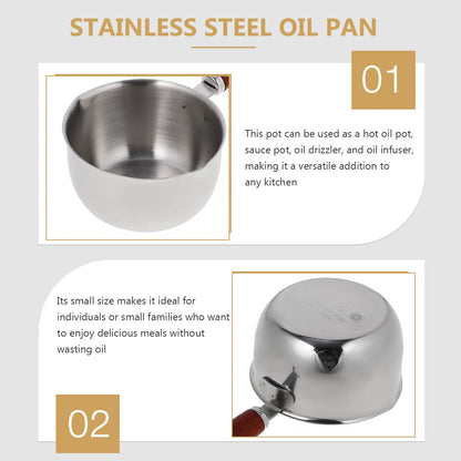 Stainless Steel Small Sauce Pan Compact Hot Oil Pot Mini Induction Kitchen Cooker Boil Stew Fry Oil Heating Pan