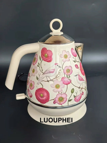 1.7L Retro Paint Electrc Kettle With Temperature Display Boiling Water Auto Power Off 304 Stainless Steel Teapot Kitchen Tools