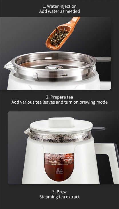 Black Tea Brewing Electric Tea Pot - Automatic Steam Glass Tea Maker for Boiling Water Health Preservation