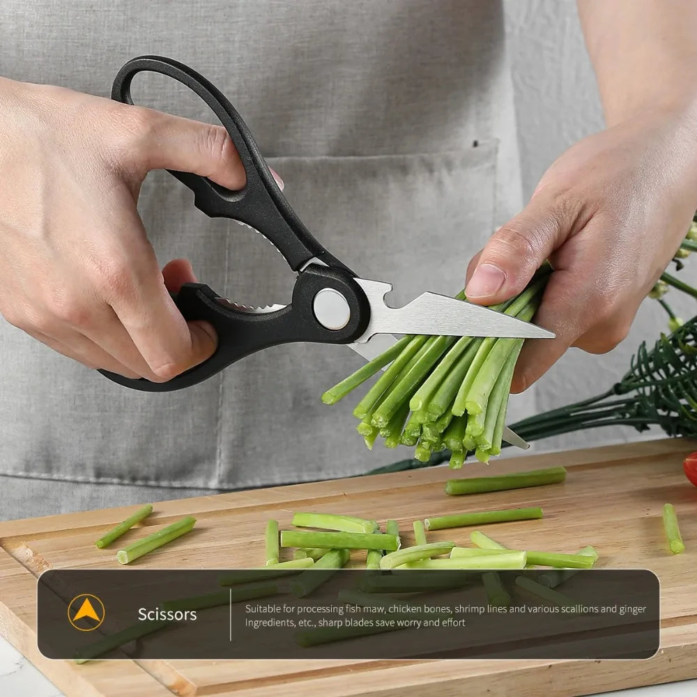 6pcs Kitchen Knife Set with Knife Holder High-grade Black Steel Knife Set Gift Knife Stainless Steel Kitchen Utensils Household