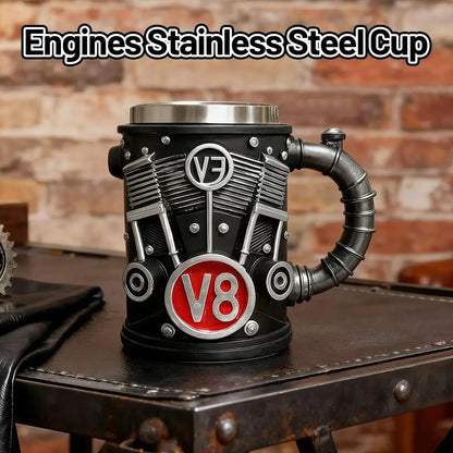 2025 V6 V8 Makeup Creative Resin Stainless Steel Water Cup Personalized Wine Cup Gift Decoration Coffee Mug Cool Idea