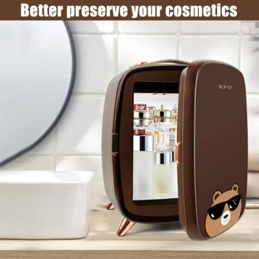 Mini Skincare Fridge 6L Ultra-Quiet Beauty Fridge for Cosmetics and Drinks 6°C Cooling + 20dB Silent Adjustable Shelves and Por