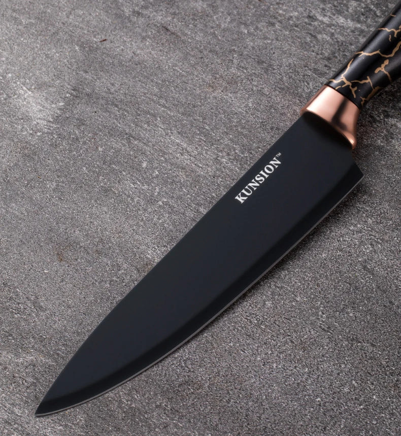 Kitchen Knife 9pcs Acrylic Knife Holder Stainless Steel Slicing Knife Bread Knife Fruit Knife Chef Knife