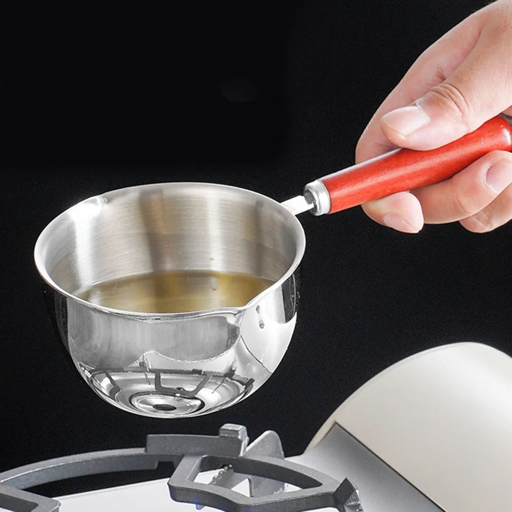 1pc 150/300/500ML Stainless Steel Mini Frying Pan Hot Oil Pan Hot Sauce Small Pot Cooking Butter Melting Pot Kitchen Supplies
