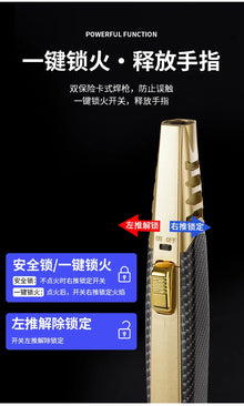 1300° High Power Welding Gun Windproof Turbine Butane Gas Lighter Safety Lock Switch Outdoor BBQ Kitchen Cigar Lighters Smoking
