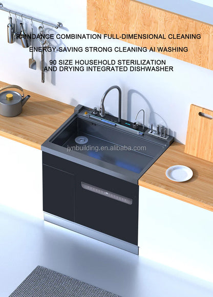 Integrated Sink Dishwasher Home Embedded Dishwasher 110~220V Integrated Dishwasher 304 SUS Ultrasonic Integrated Kitchen Sink