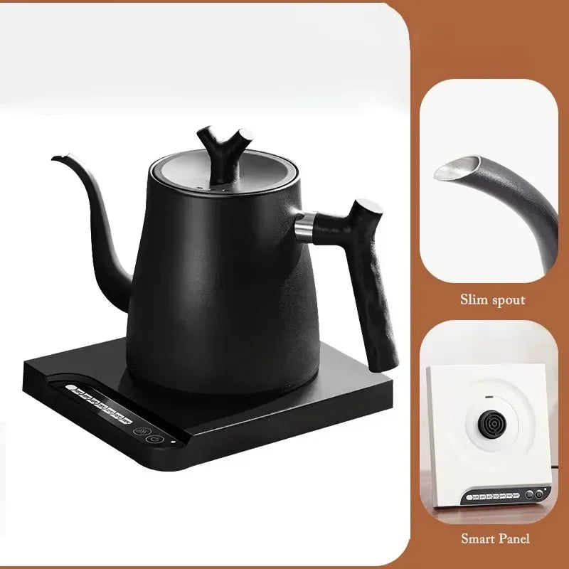 TINSOL 1L Electric Gooseneck Kettle, Manual Brewing Coffee Pot, Smart Teapot, Temperature Control Kettle, 1200W Fast Heating