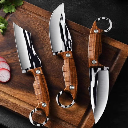3pcs Multipurpose Knife Set, Outdoor Bone Removal Special Knife, Stainless Steel Sharp Meat Cutting Knife, Portable Fruit Knife