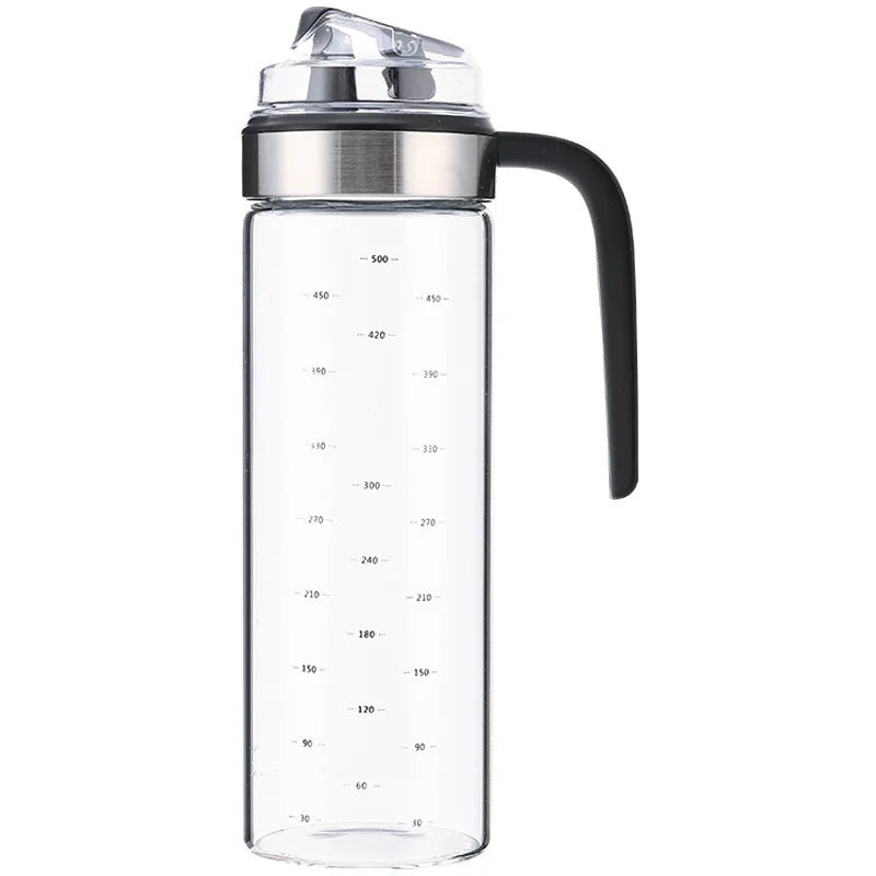 1/2pcs Transparent Glass Olive Oil Dispenser Refillable with Anti-drip Cover Soy Sauce Vinegar Oil Bottle Kitchen Accessories