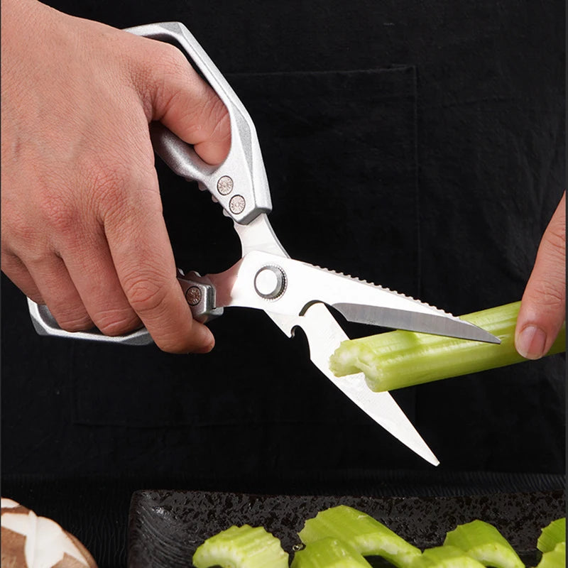 Kitchen Scissors Multi-functional Stainless Steel Aluminum Handle Household Scissors for Cutting Chicken and Fish Special Shears