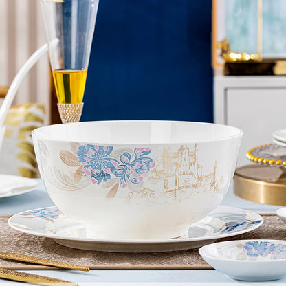 Bone china food utensils marble dinner set luxury dinnerware kitchen bowl plates dinner sets table set ceramic vintage