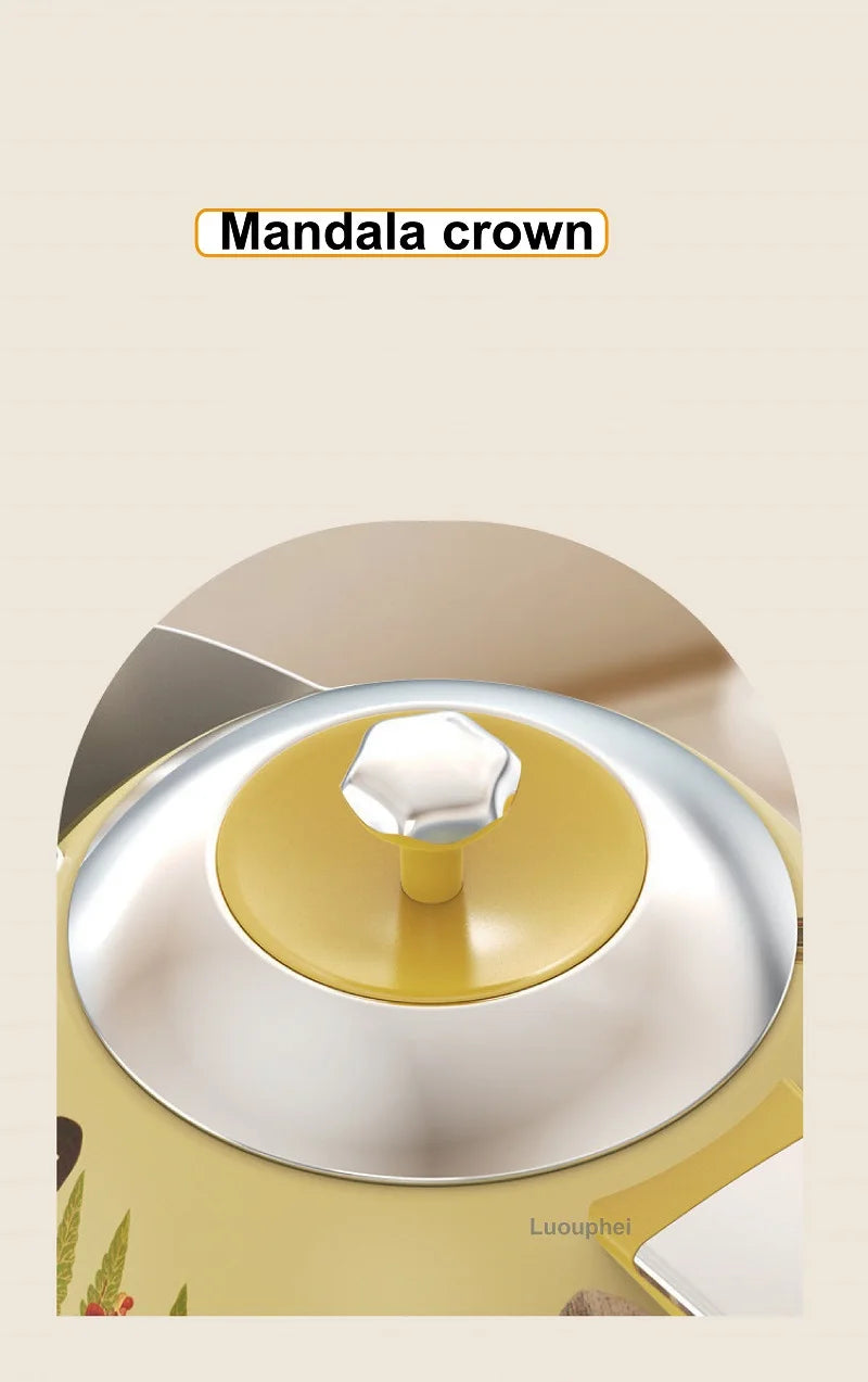 1700ml Retro Printed Electric Kettle Household 304 Stainless Steel Boil Kettle Automatic Power Off Teapot Kitchen Tool 1850W
