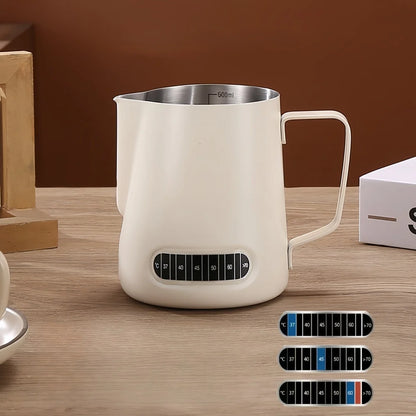 Coffee Milk Frother Jug Temperature Sensing Patch Stainless Steel Accurate Scale Volume Control Advanced Professional CoffeeTool