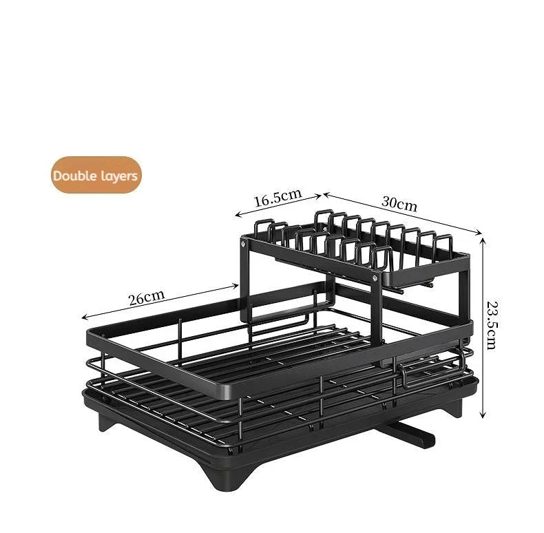 Adjustable Stainless Steel Dish Drying Rack with Drain Board – Over-Sink Plate Holder & Kitchen Storage Organizer