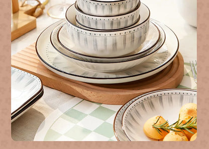 Simple Ceramic Bowl, Combination, Underglaze Color,  Tableware