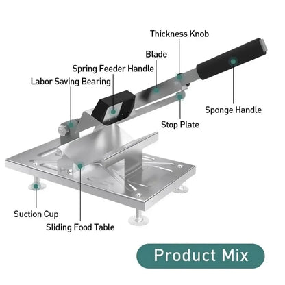 Upgraded Stainless Steel Manual Frozen Meat Slicer Meat Cutter for Beef Mutton Bacon Home Food Slicing Machine Hot Pot BBQ