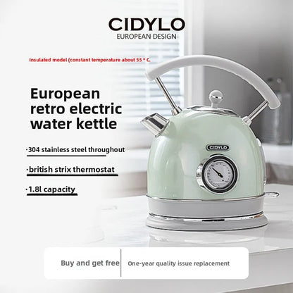 220V European Style Electric Kettle Vintage Red High Capacity ABCDFEG
