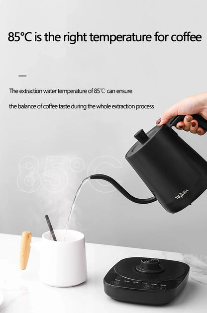 800ml Gooseneck Electric Kettle Hand Brew Coffee Pot Thermo Pot 304 Stainless Steel Teapot Smart Temperature-Control Water Jug