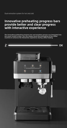 Electric Coffee Grinder+Coffee Machine Integrated Machine|Fully Automatic Freshly Ground Coffee Beans|Fast Grinding for Breakfas