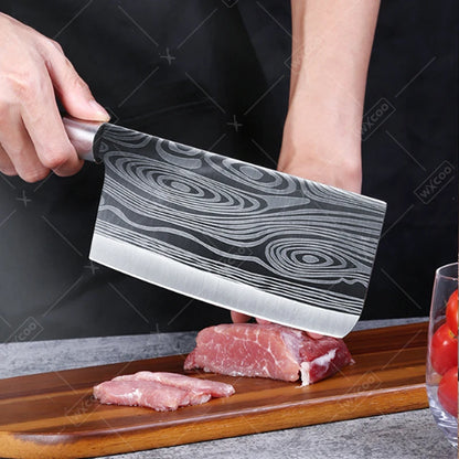 WXCOO Stainless Steel Durable Chef Knife Set Meat Cleaver Fruit Slicing Handmade Forged Kitchen Knife Butcher Knife Scissor