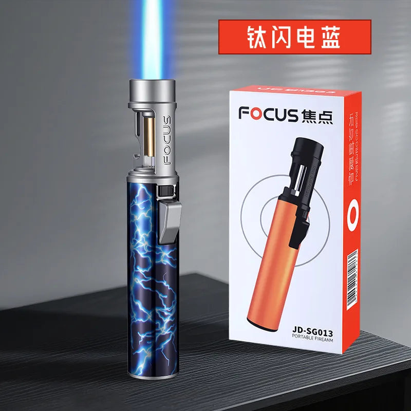 New Powerful Metal Gas Lighter Windproof Kitchen Cooking Torch Flame Jet Barbecue Smoking Accessories Cigar Lighters Men's Gift