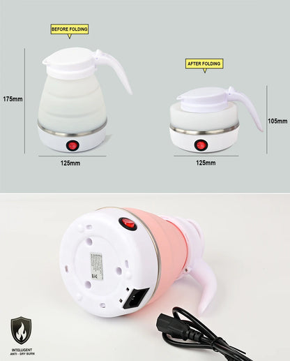 0.6L Mini foldable electric kettle portable electric kettle household travel water heater silicone compression 110V-220V