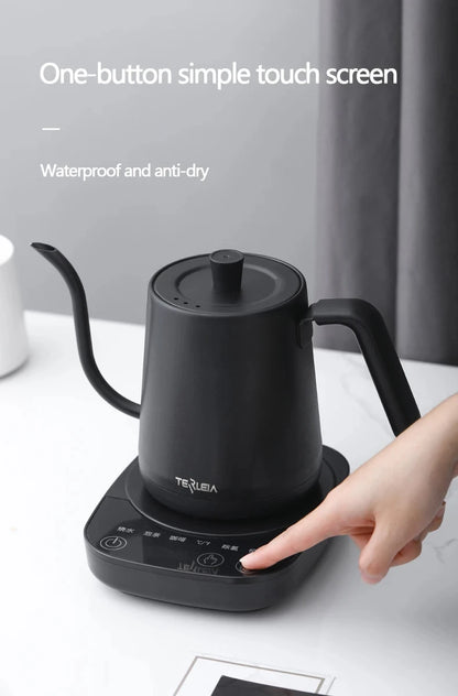 800ml Gooseneck Electric Kettle Hand Brew Coffee Pot Thermo Pot 304 Stainless Steel Teapot Smart Temperature-Control Water Jug