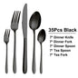 30/35/40 Pieces Western Tableware Stainless Steel Black Cutlery Set Elegant Dinner Set Mirror Knife Fork Spoon Kitchen Utensils