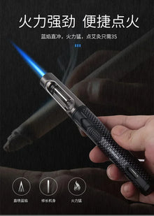 HONEST Metal Windproof Jet Blue Flame Butane Gas Lighter Visible Gas Window Outdoor Camping BBQ Kitchen Cigar Lighters Smoking