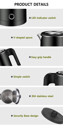 Travel Electric Kettle Tea Coffee 0.8L Stainless Steel Portable Water Boiler Pot For Hotel Family Trip Kitchen Smart Kettle Pot