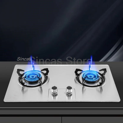 Two-burner Gas Stove Desktop Fierce Fire Kitchen Gas Stove Dual Stove Embedded Nature Gas/LPG Timing Stove Dual-Use Gas Cooker