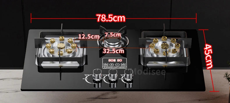 Built In Gas Hob 3 Burner Stove Dual Fuel LPG LNG Fierce Fire 3 Dual-Use Stoves For Household Kitchen High Pressure Fierce Flame