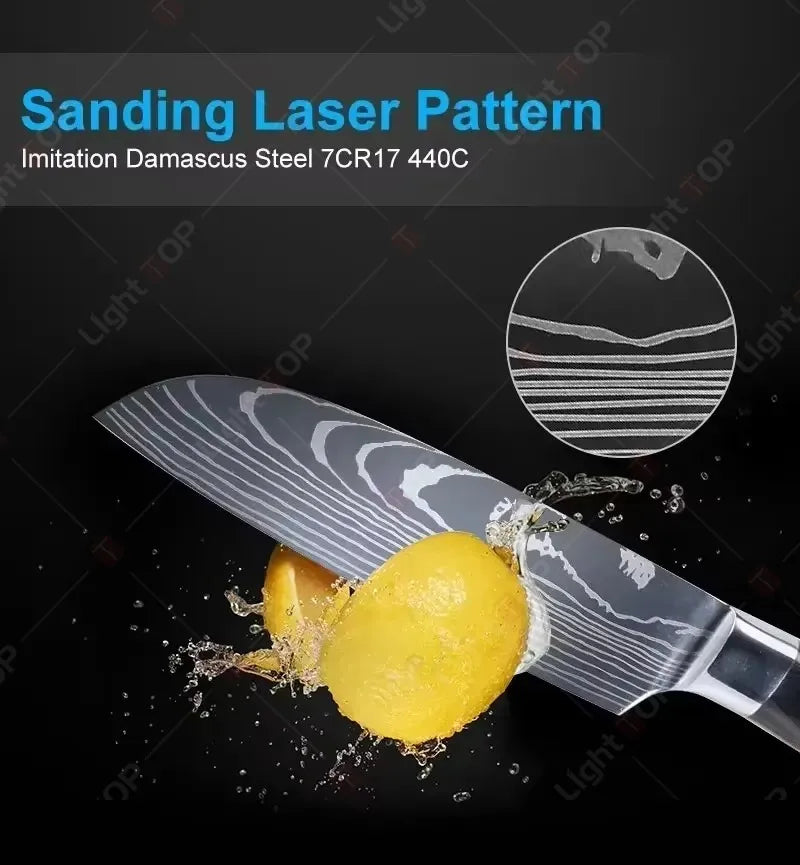 WXCOO 1~3 Pcs Knife Kitchen Utility Damascus Laser Santoku Japanese Chef Cleaver Slicing Wooden Handle Kitchen Accessories