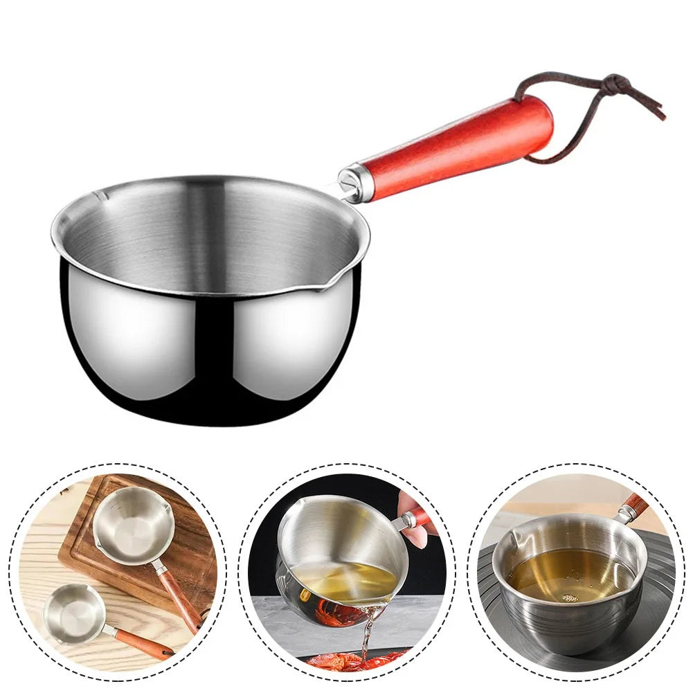 Stainless Steel Oil Pot Mini Soup Milk Pot Multifunctional Burning Oil Dripping Sauce Special Pot Hot Oil Pan Sauce Kitchen Pots