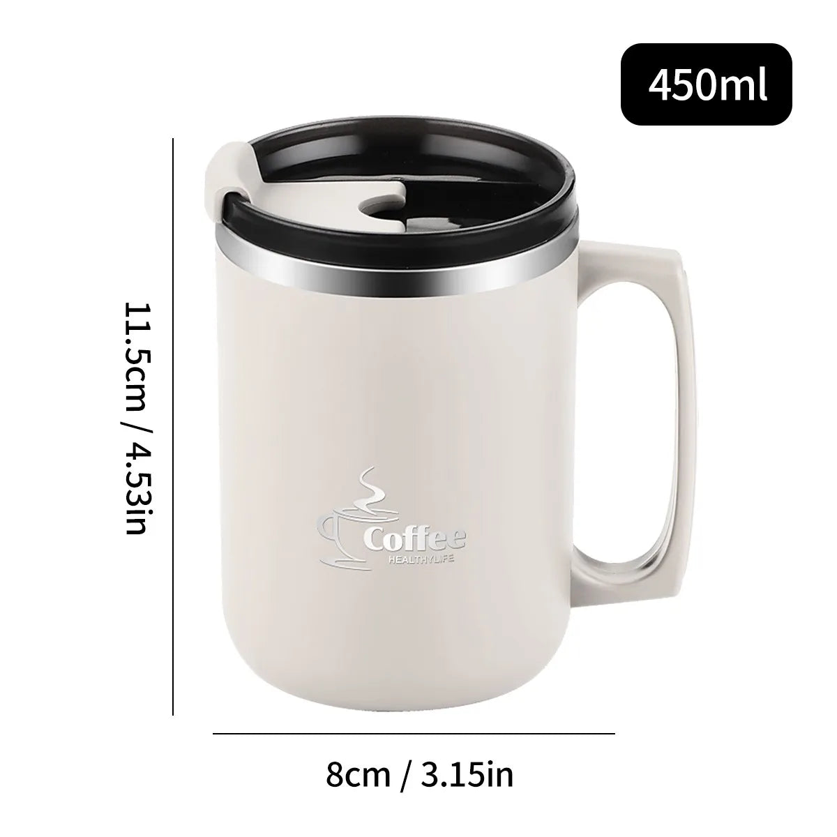 Travel Thermal Coffee Mug Tumbler With Handle 304 Stainless Steel Insulated Cup Leakproof Thermos Water Bottle Mini Dual Drink