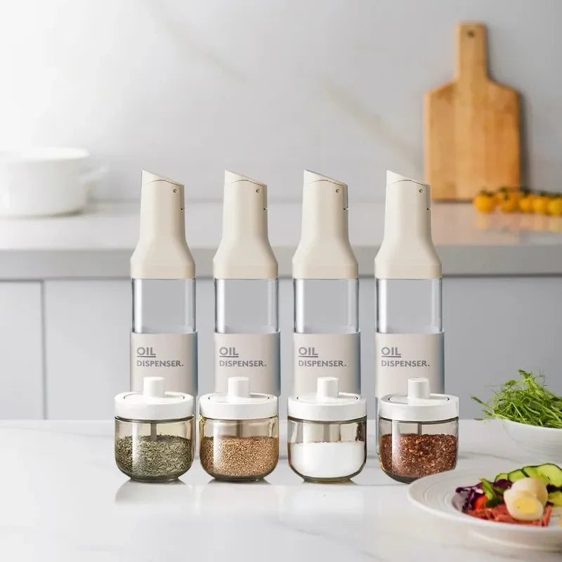 500ml Glass Oil Bottle Opening And Closing Olive Oil Condiment Container Household Kitchen Square Leak-Proof Dispenser Bottle