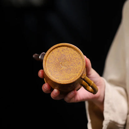 320ml Exquisite Yixing Purple Clay Teapots Handmade Bamboo Section Pot Raw Ore Section Mud Kettle Chinese Zisha Tea Set Gifts