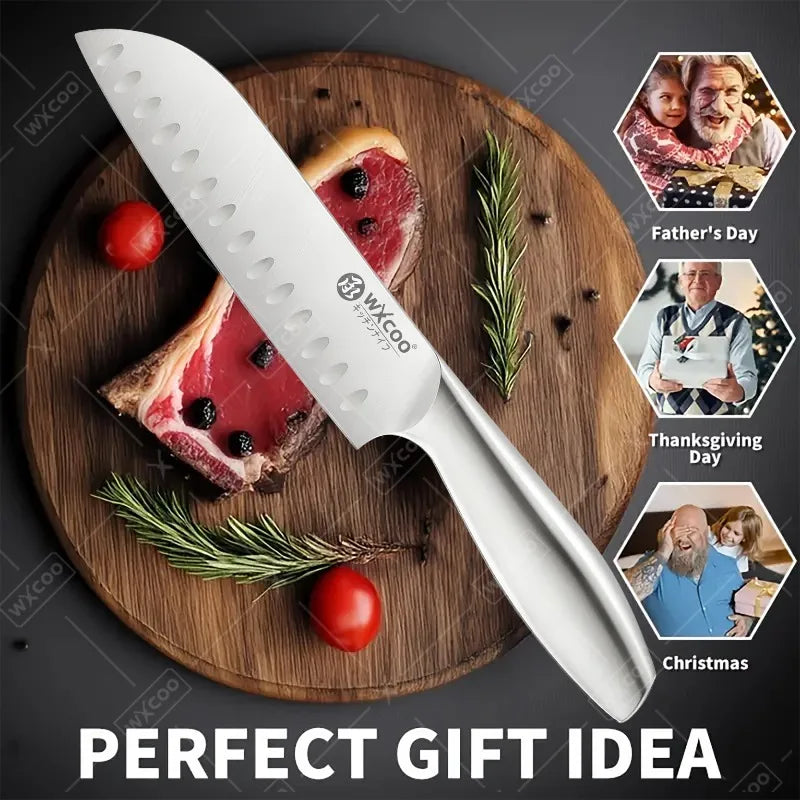 WXCOO Professional Scissor Set Stainless Steel Kitchen Knives BBQ Meat Cutting Japanese Santoku Knife Kitchen Supplies