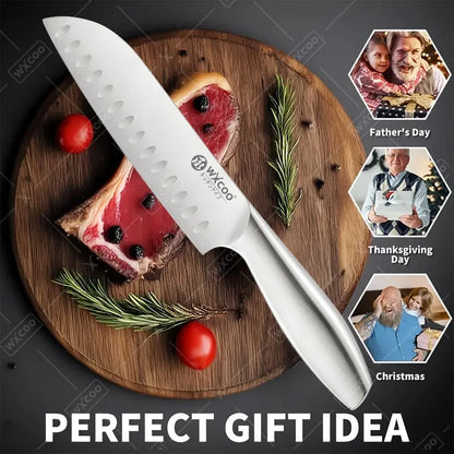 WXCOO Professional Scissor Set Stainless Steel Kitchen Knives BBQ Meat Cutting Japanese Santoku Knife Kitchen Supplies