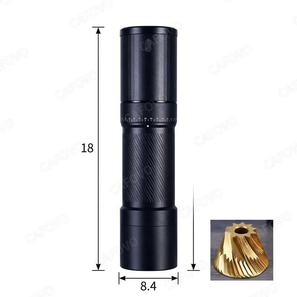 CAFOVO MG138C Coffee Grinder Electric & Manual Set 10-Star Titanium Plating Conical Burr 60-Step Precision for Espresso Travel