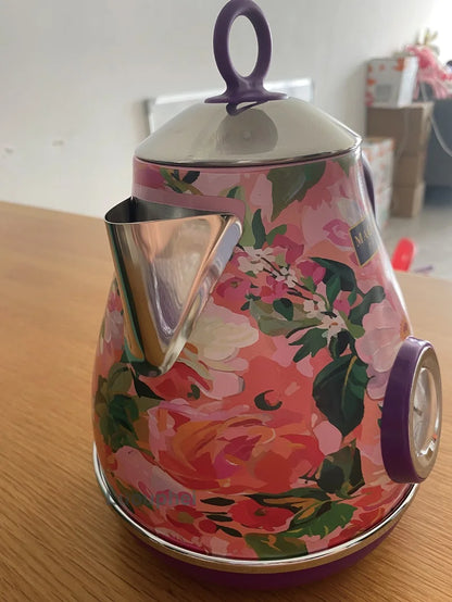 1.7L Retro Electric Kettle 1850W Home Boiling Kettle With Temperature Display Automatic Power Off 304 Stainless Steel Teapot