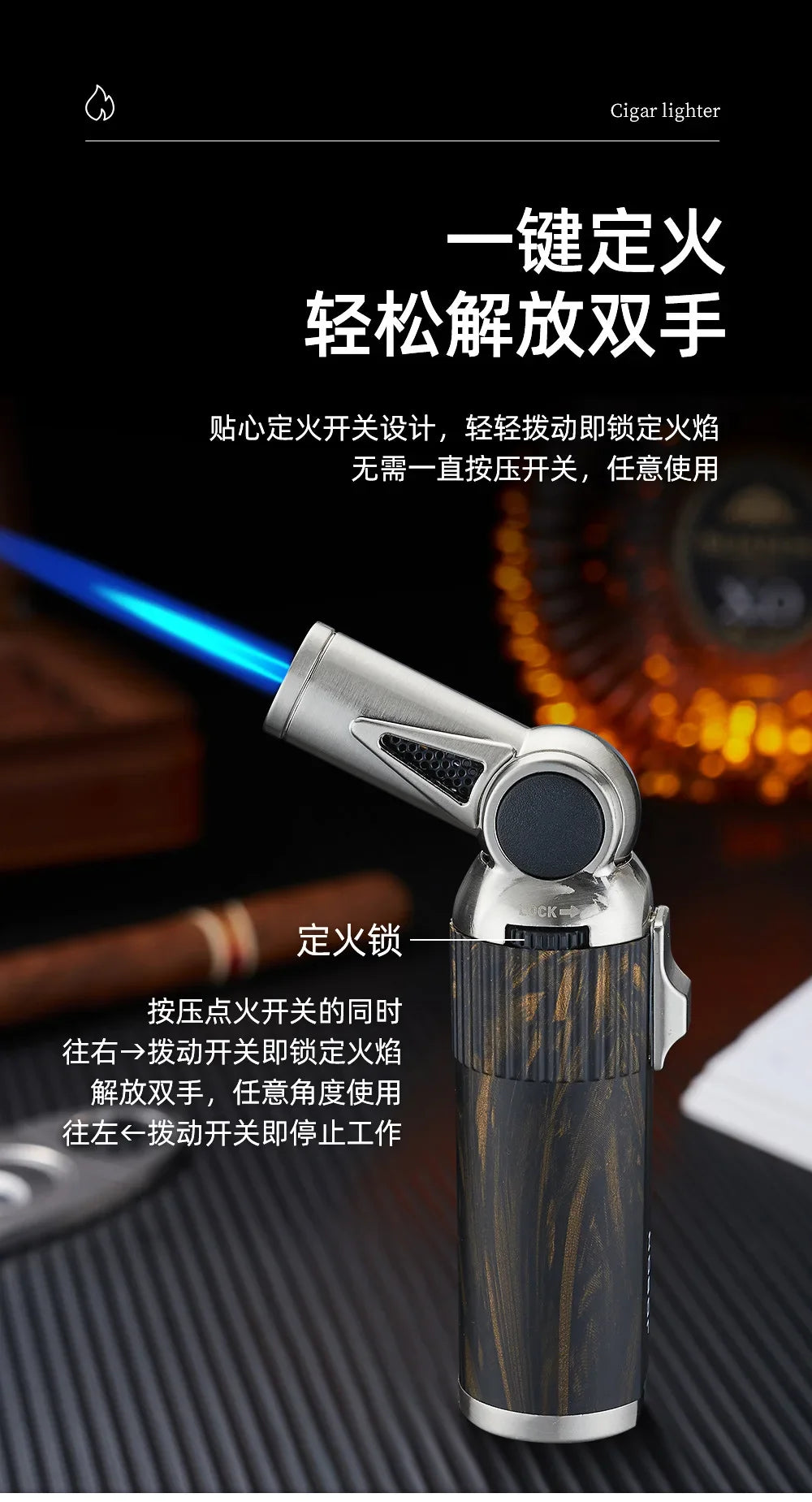 JOBON Folding High Power Spray Gun Windproof Jet Blue Flame Butane Gas Torch Lighter Safety Lock Switch Portable Cigar Lighters