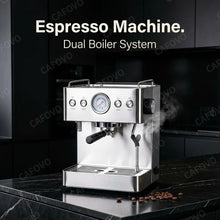CAFOVO E129 Semi-automatic Coffee Machine Dual Boiler Dual Pump 20 Bar Espresso Machine with Pressure Gauge for Barista