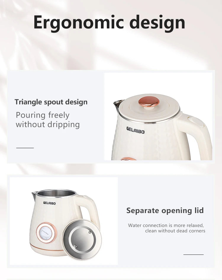 GELAIBO electric kettle mechanical thermometer shows the temperature, high-quality temperature control, European-style fashion s