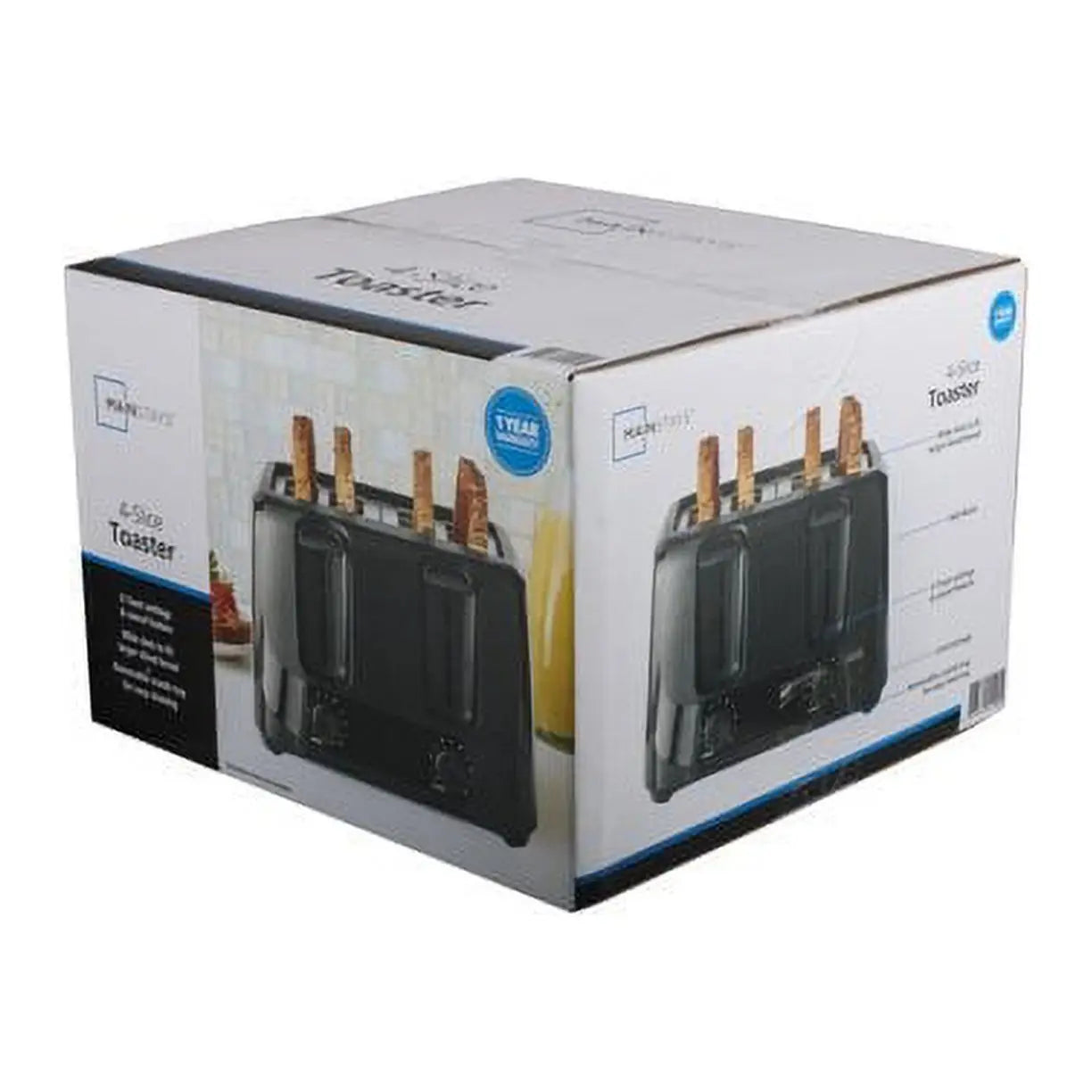 4-Slice Toaster Black with 6 Shade Settings and Removable Crumb Tray