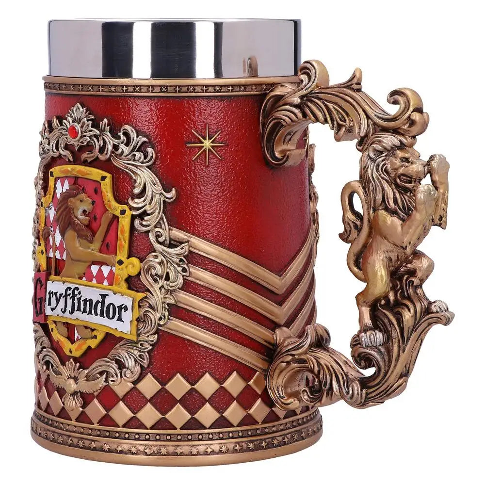 Vintage Medieval Heraldic Crest Beer Mug Lion Eagle Snake Badger Sculpture Handle Resin Stein Mug with Stainless Steel Liner