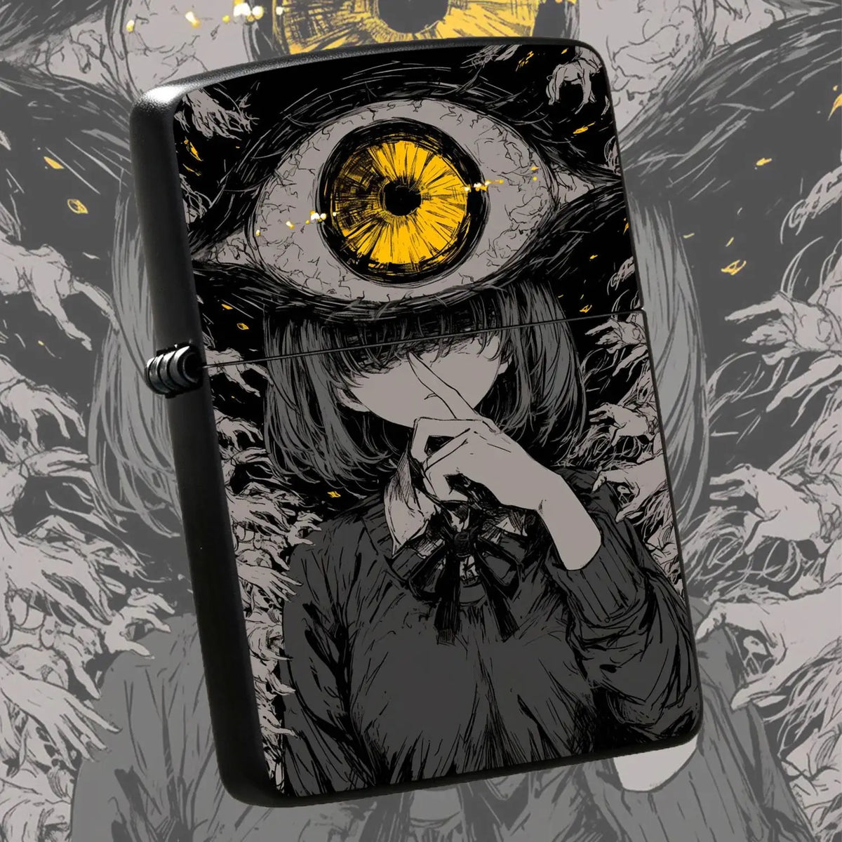 Dark Style One-Eyed Girl Art Illustration Lighter, Trendy Unique Vibe Portable Daily Essential, Distinctive Subculture Design Niche Collectible, Multi-Scene Practical Gift Choice, High Recognition Creative Portable Practical