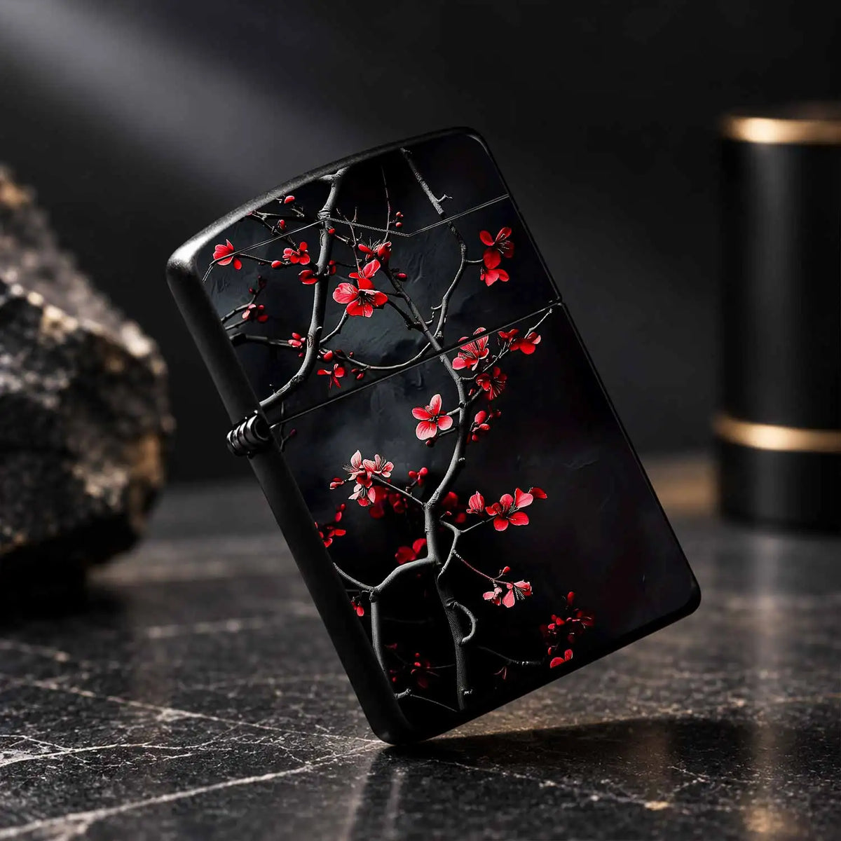 Vibrant Red Plum Blossom Lighter, Exquisitestyle Dark Background Twisted Branch Design, Portable Delicate Accessory For Daily Use, Gorgeous Aesthetic Decorative Item, Ideal Thoughtful Gift For Friends Family On Various A Humo