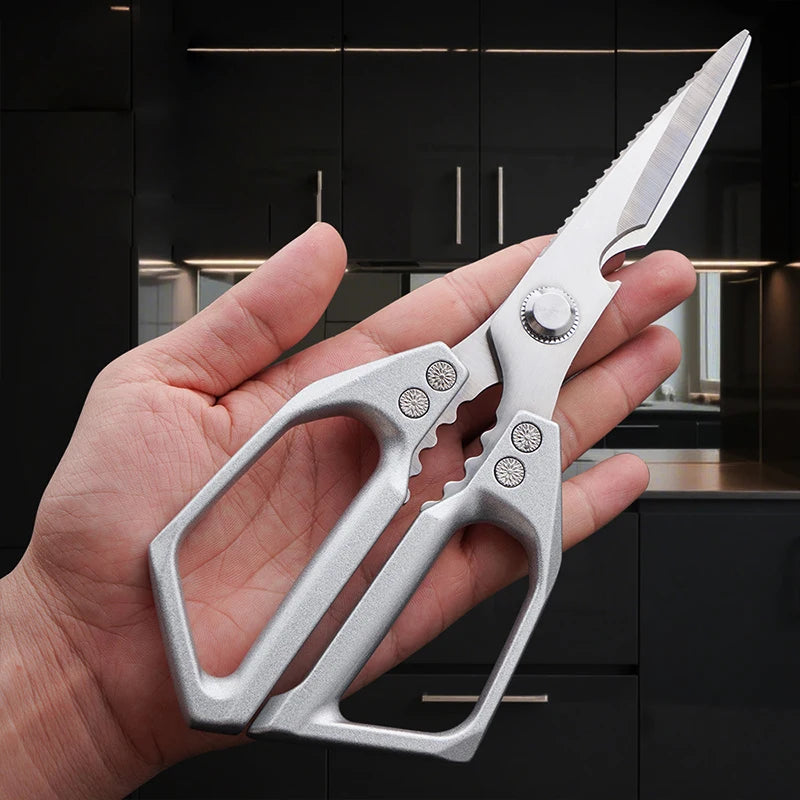 Kitchen Scissors Multi-functional Stainless Steel Aluminum Handle Household Scissors for Cutting Chicken and Fish Special Shears