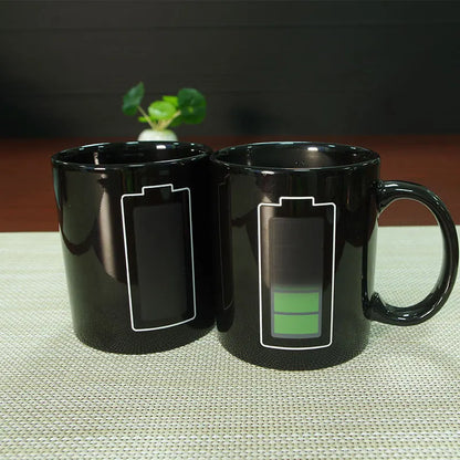Creative Battery Magic Mug Positive Energy Color Changing Cup Ceramic Discoloration Coffee Tea Milk Mugs Novelty Gifts